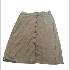 Christopher & Banks Modest Tan Beige Khaki Long Midi Button Up Skirt size 12